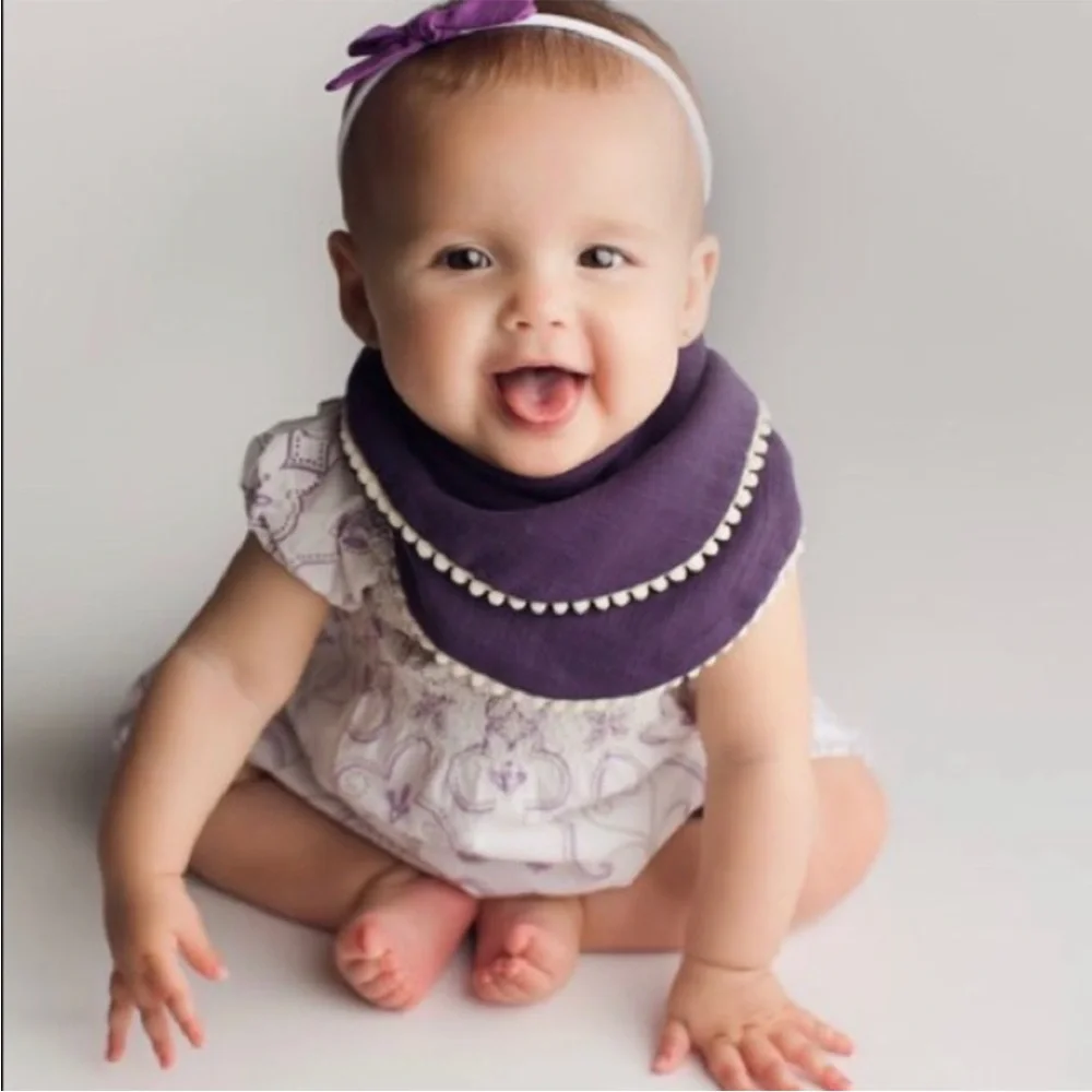 Plum and Mustard 🍁🍂 PomPom Bib & Bow Set